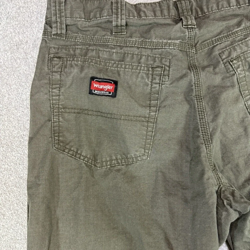 Wrangler Workwear Mens 34x34 Olive Green Ripstop Utility Cargo Work Field Pants